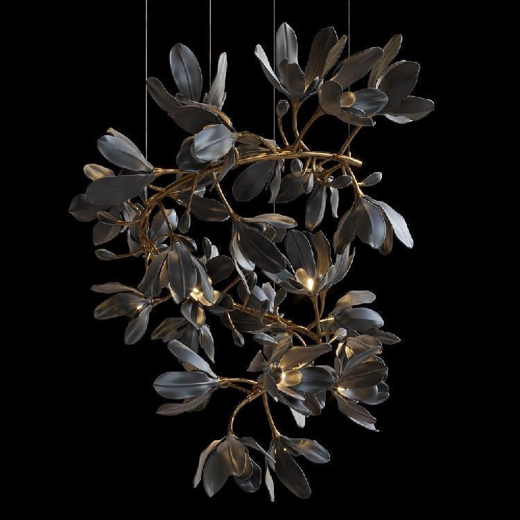 Octavia Black Branching Glass Flower Chandelier - 27.6 inches Drop Length x 19.7 inches WidthDeep Golden Browncasivra
