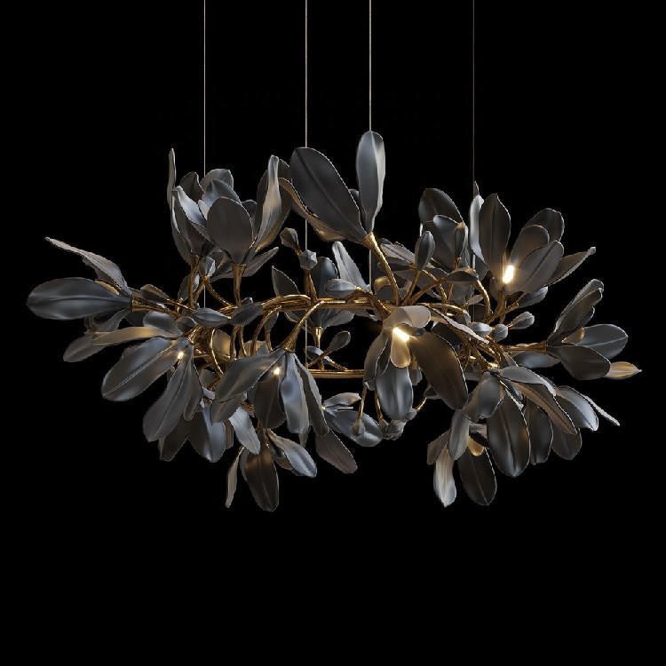 Octavia Black Branching Glass Flower Chandelier - 27.6 inches Drop Length x 19.7 inches WidthDeep Golden Browncasivra