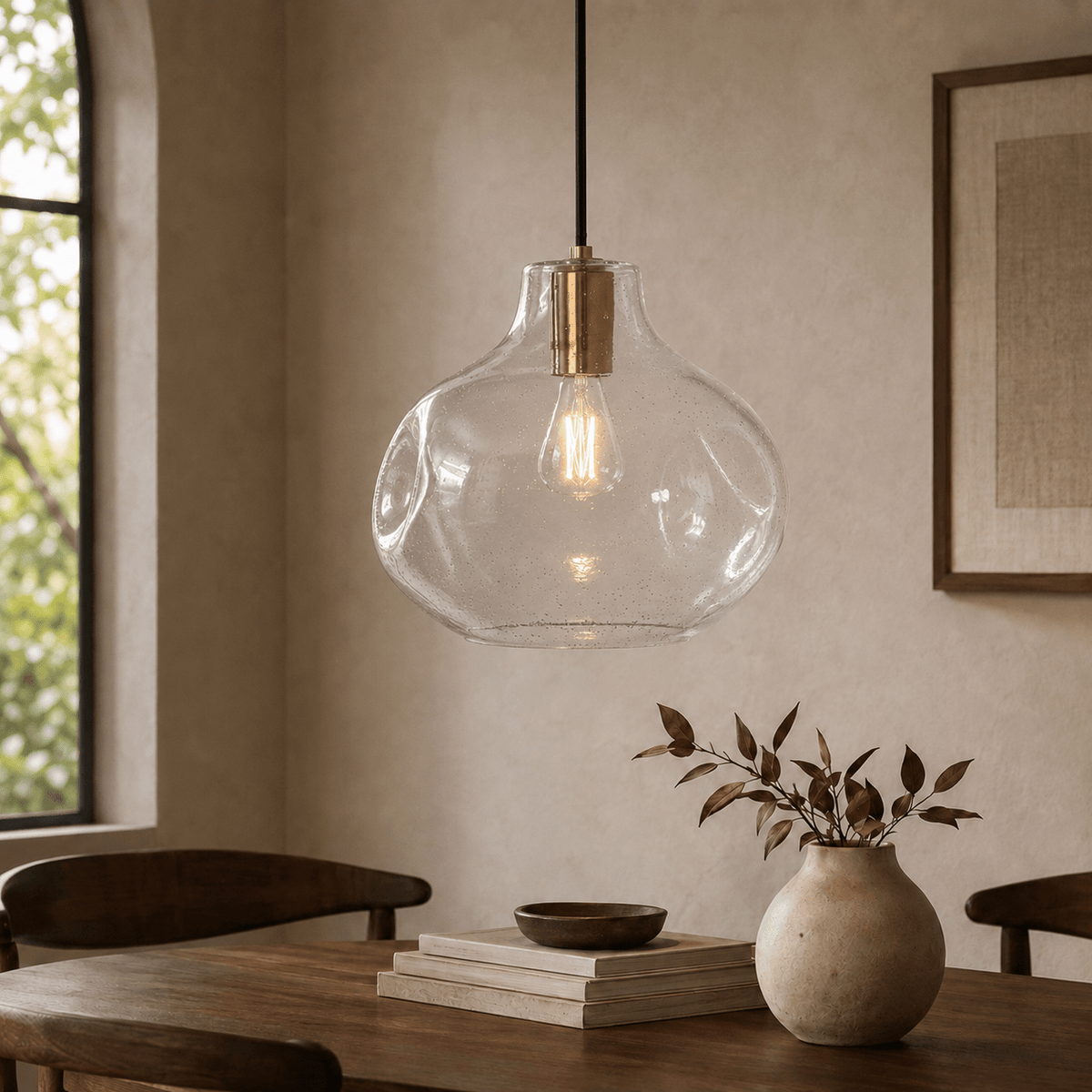 Organic 12" Pendant - CLEARbrasscasivra