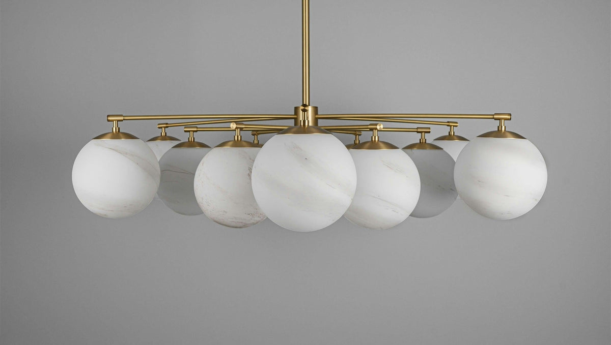 Orion Oval Flush Mount Base Chandelier Ø47.8″ - Lacquered burnished brassSoda Lime Marble Matte Glasscasivra