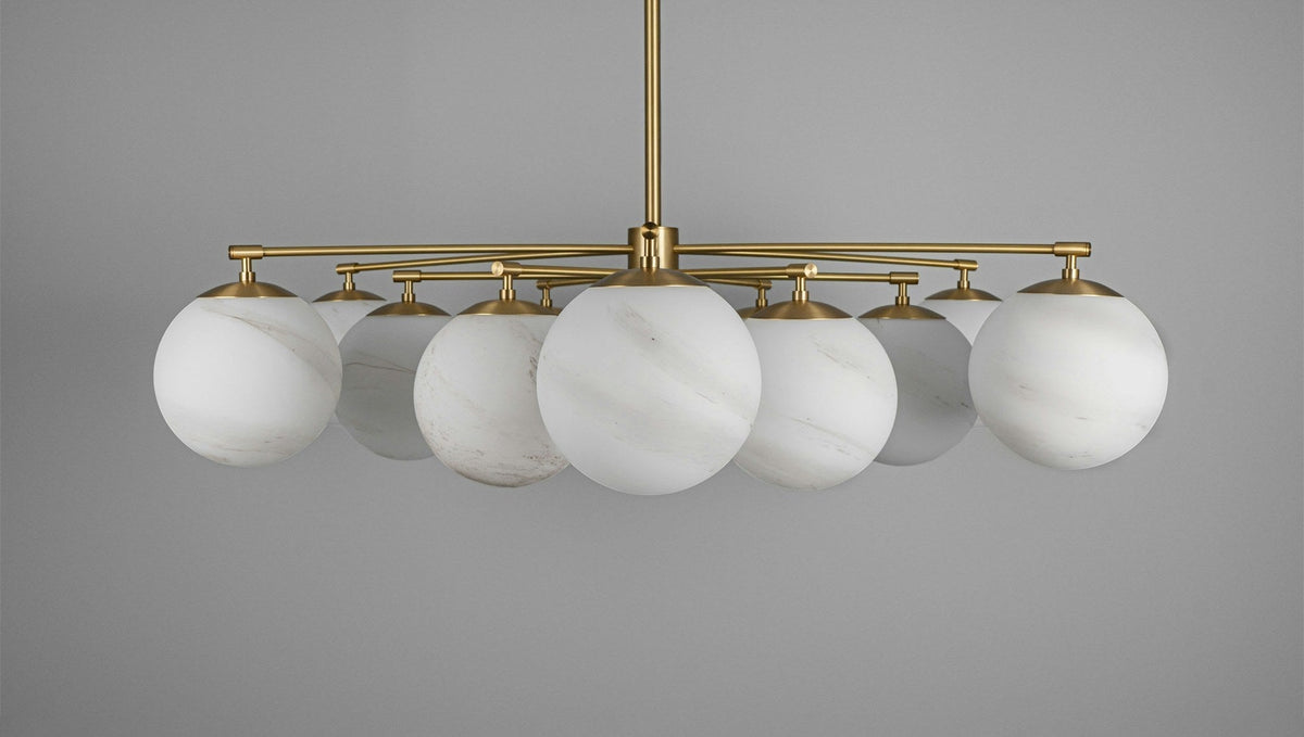 Orion Oval Flush Mount Base Chandelier Ø47.8″ - Black gunmetalBorosilicate Transparent Ribbon Glasscasivra