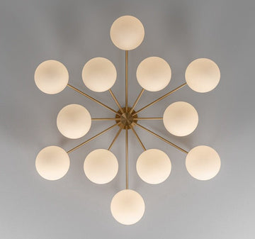 Orion Oval Flush Mount Base Chandelier Ø47.8″ - Lacquered burnished brassSoda Lime Triplex Opal Matte Glasscasivra