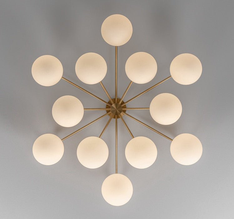 Orion Oval Flush Mount Base Chandelier Ø47.8″ - Lacquered burnished brassSoda Lime Triplex Opal Matte Glasscasivra