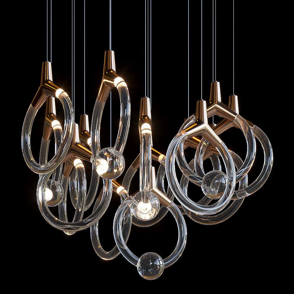 Orvella Crystal Orbit Scatter Chandelier - 30" D × 98" Hcasivra