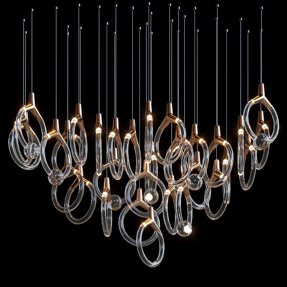 Orvella Crystal Orbit Scatter Chandelier - 46" D × 98" Hcasivra