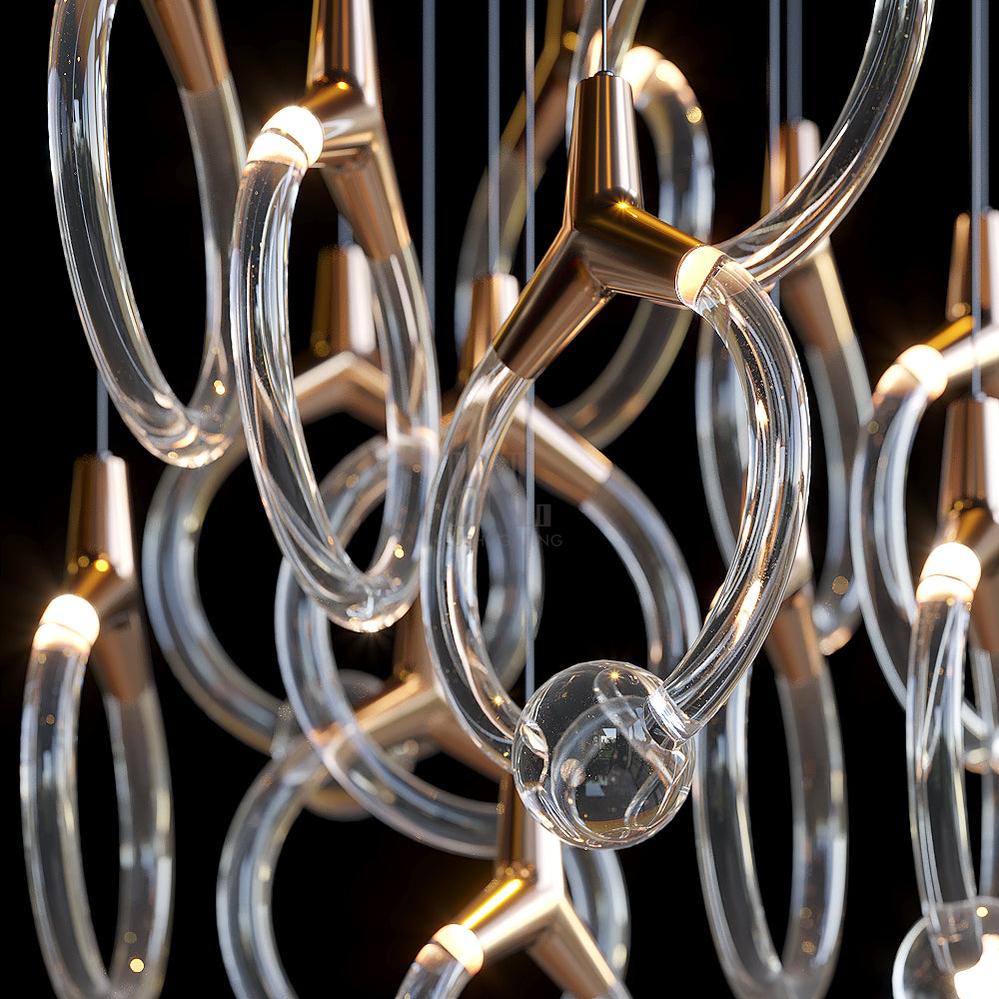 Orvella Crystal Orbit Scatter Chandelier - 54" D × 98" Hcasivra