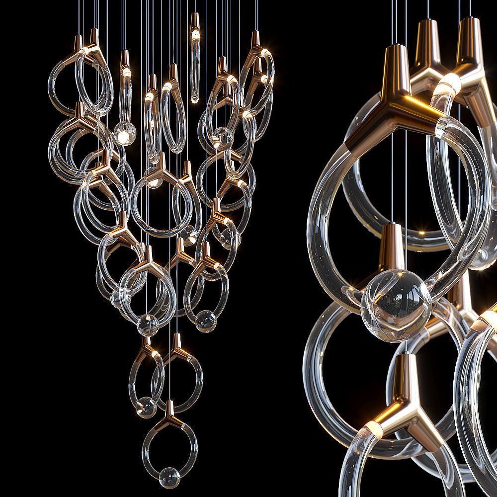 Orvella Crystal Orbit Scatter Chandelier - 46" D × 98" Hcasivra