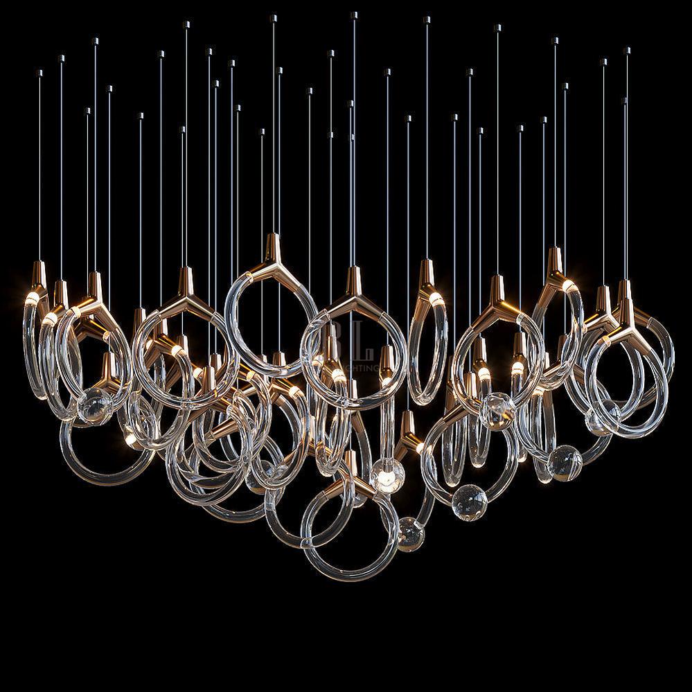 Orvella Crystal Orbit Scatter Chandelier - 30" D × 98" Hcasivra