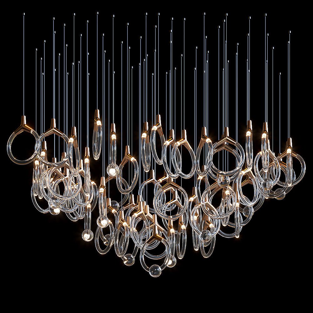 Orvella Crystal Orbit Scatter Chandelier - 54" D × 98" Hcasivra