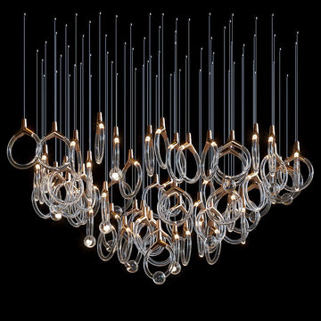 Orvella Crystal Orbit Scatter Chandelier - 54" D × 98" Hcasivra