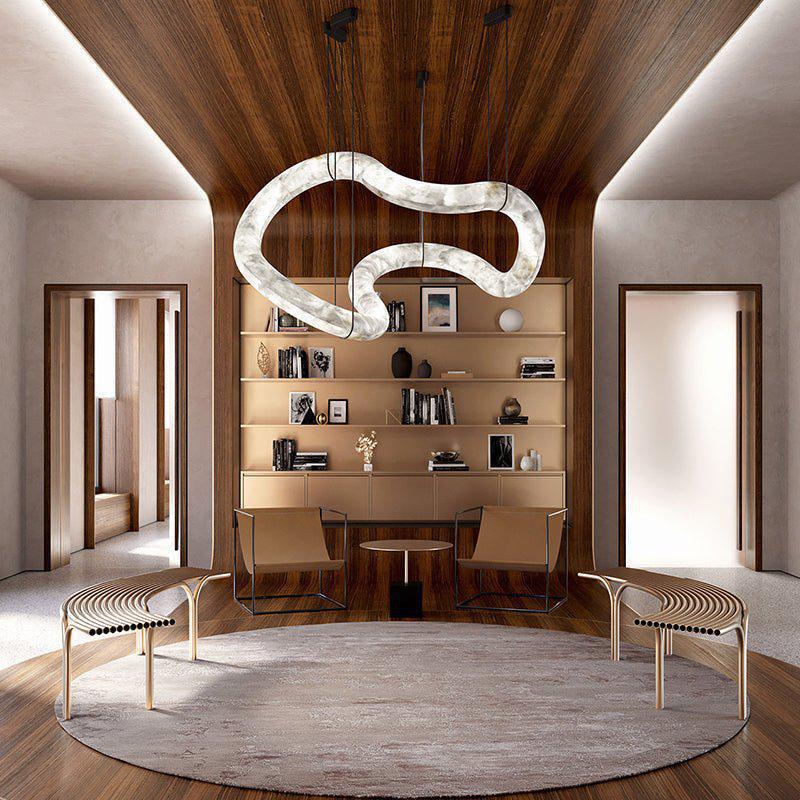 Oslo Infinity Symmetrical Entryway Alabaster Pendant Light - casivra