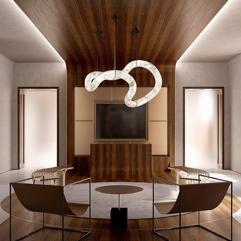 Oslo Infinity Symmetrical Entryway Alabaster Pendant Light - casivra