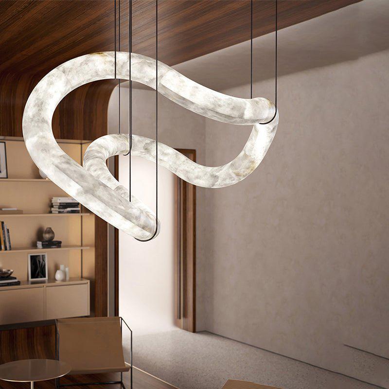 Oslo Infinity Symmetrical Entryway Alabaster Pendant Light - casivra
