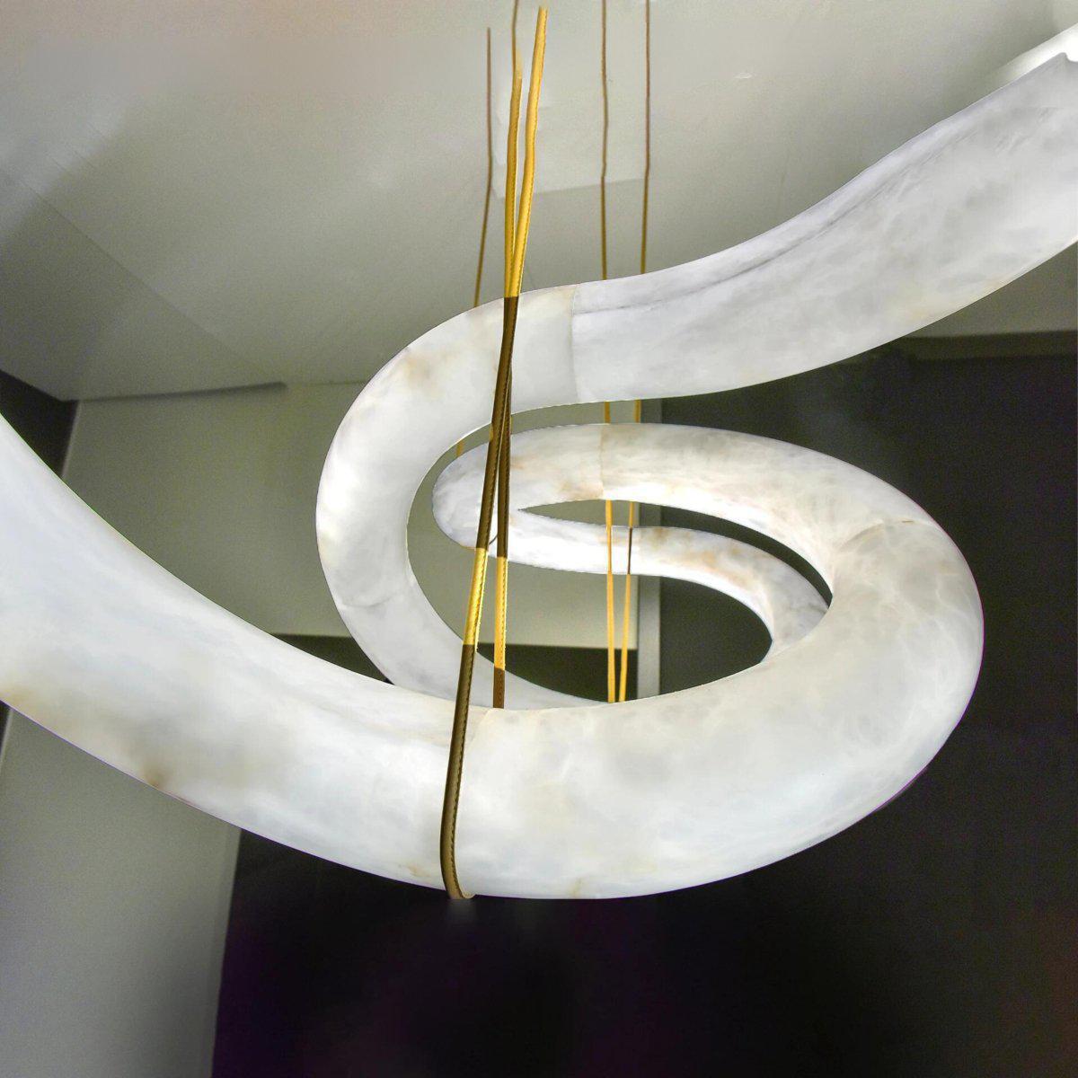 Oslo Infinity Symmetrical Entryway Alabaster Pendant Light - casivra