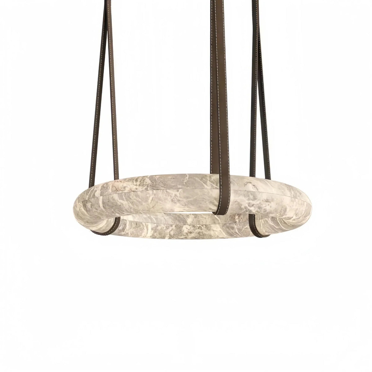 Oslo L1P Pendant Alabaster Chandelier, Halo Ring Chandelier With canopy Over Dining Table - 19.7" D Single Ringcasivra