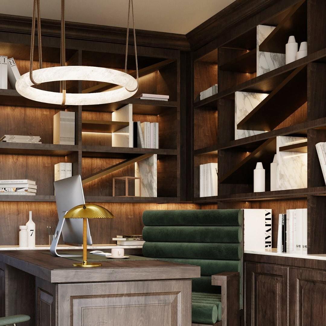 Oslo Pendant Alabaster Chandelier, Halo Ring Chandelier With Leather - 11.8" D Single Ringcasivra