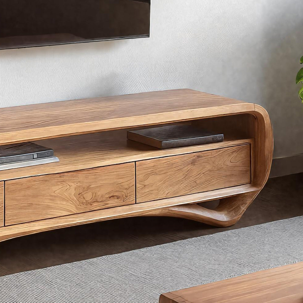 Modern Curved TV Shelf For Living Room Decor