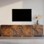 Modern Organic Wave Carved TV Console For Living Room