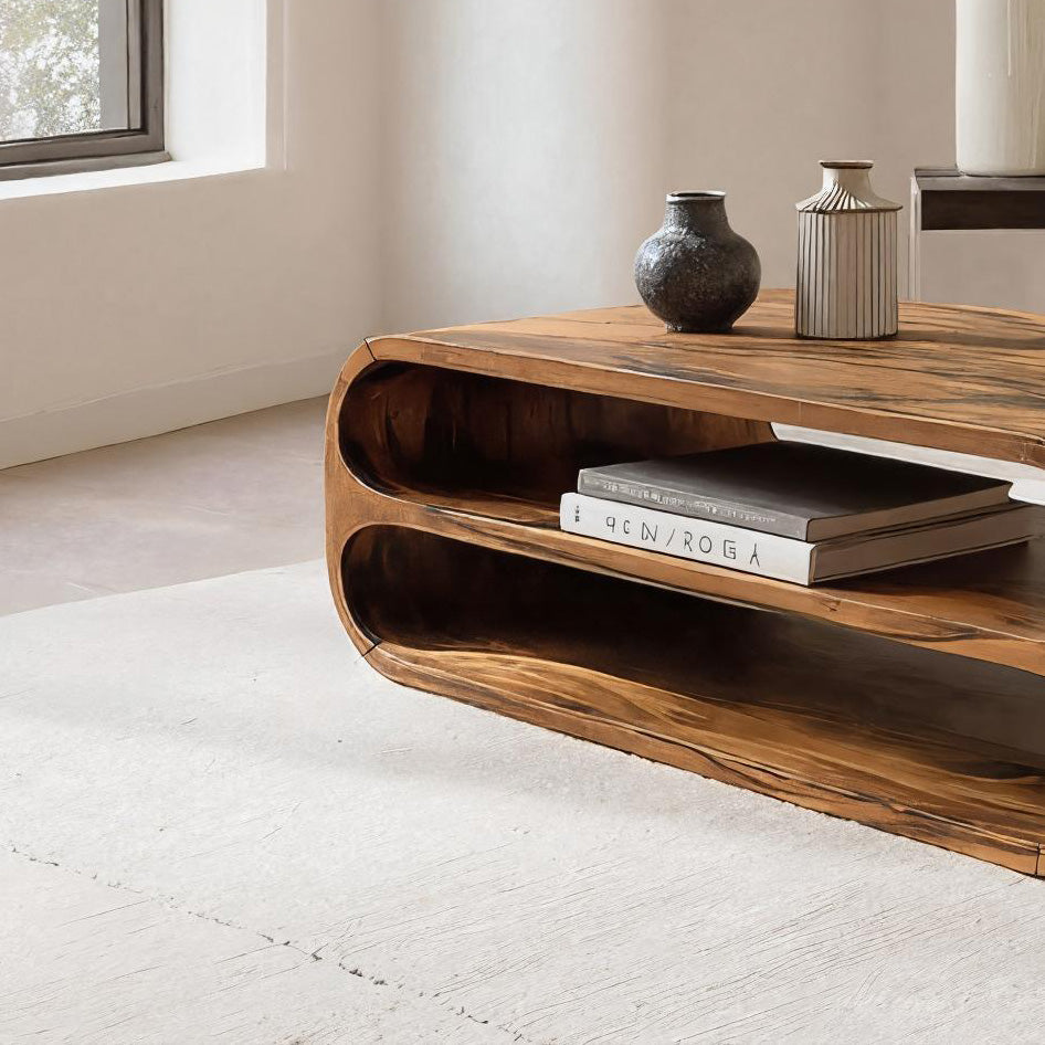 Minimalist Coffee Table With Storage Shelf For Living Room