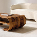 Contemporary Organic Coffee Table With Storage Shelf For Living