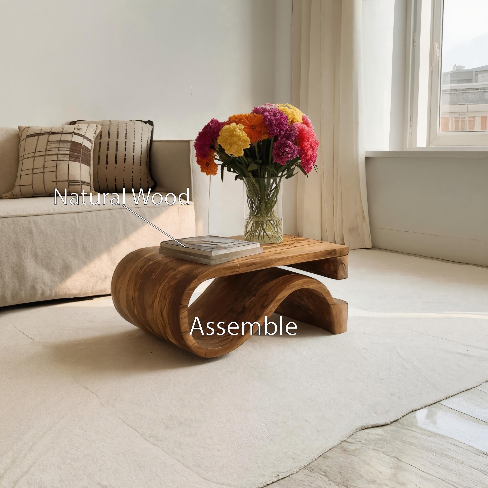 Minimalist Coffee Table Curved Style For Living Room