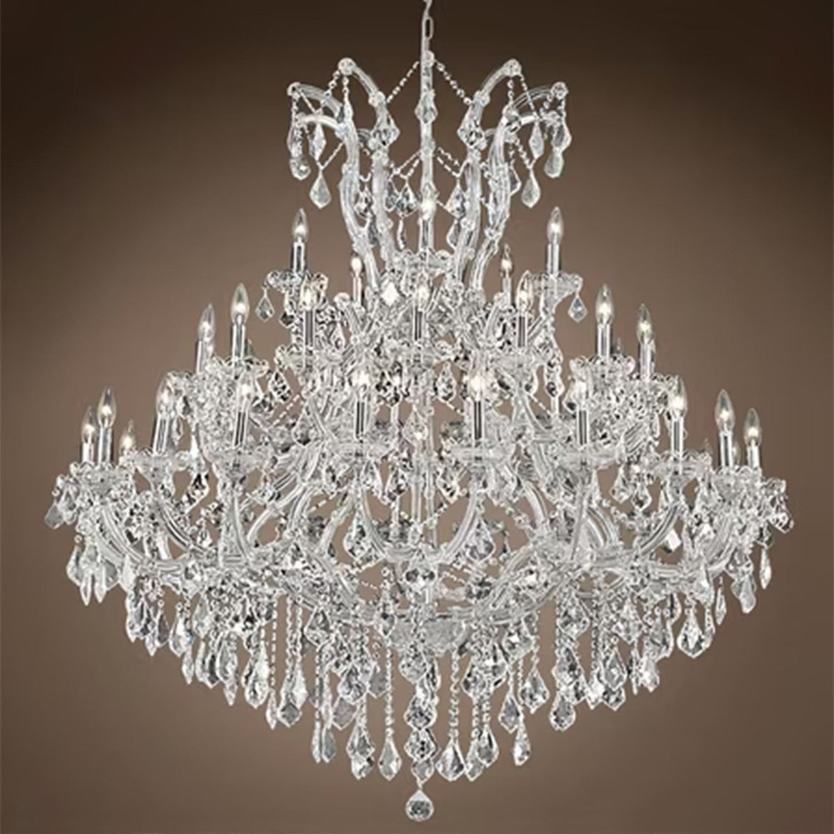 Oversized European Chrome Classic Candle Branch Crystal Chandelier for 2 - Story/Duplex Buildings - D39.4"*H47.3"Warm Lightcasivra