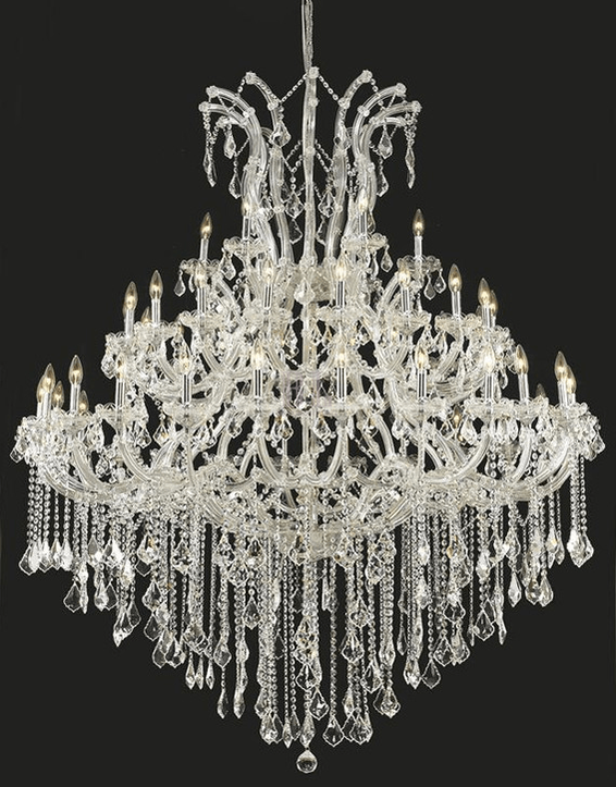 Oversized European Chrome Classic Candle Branch Crystal Chandelier for 2 - Story/Duplex Buildings - D39.4"*H47.3"Warm Lightcasivra