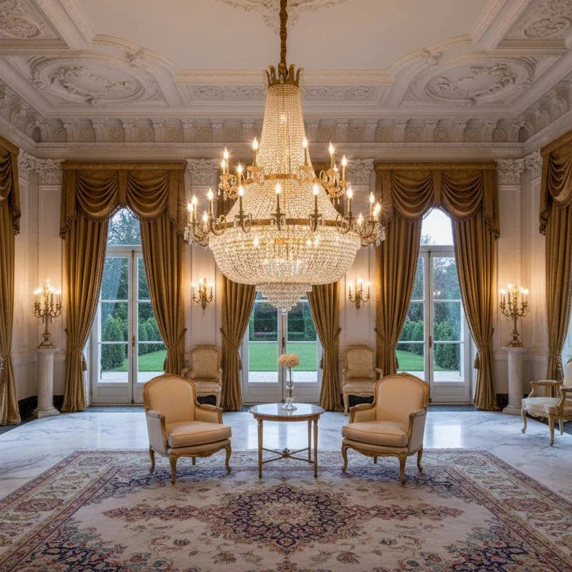 Oversized Luxury Double - layers Golden French Style Crystal Chandelier for Living/Dinning Room/Foyer/Hallway/Staircase - D: 70.9"*H: 86.6"Warm Lightcasivra