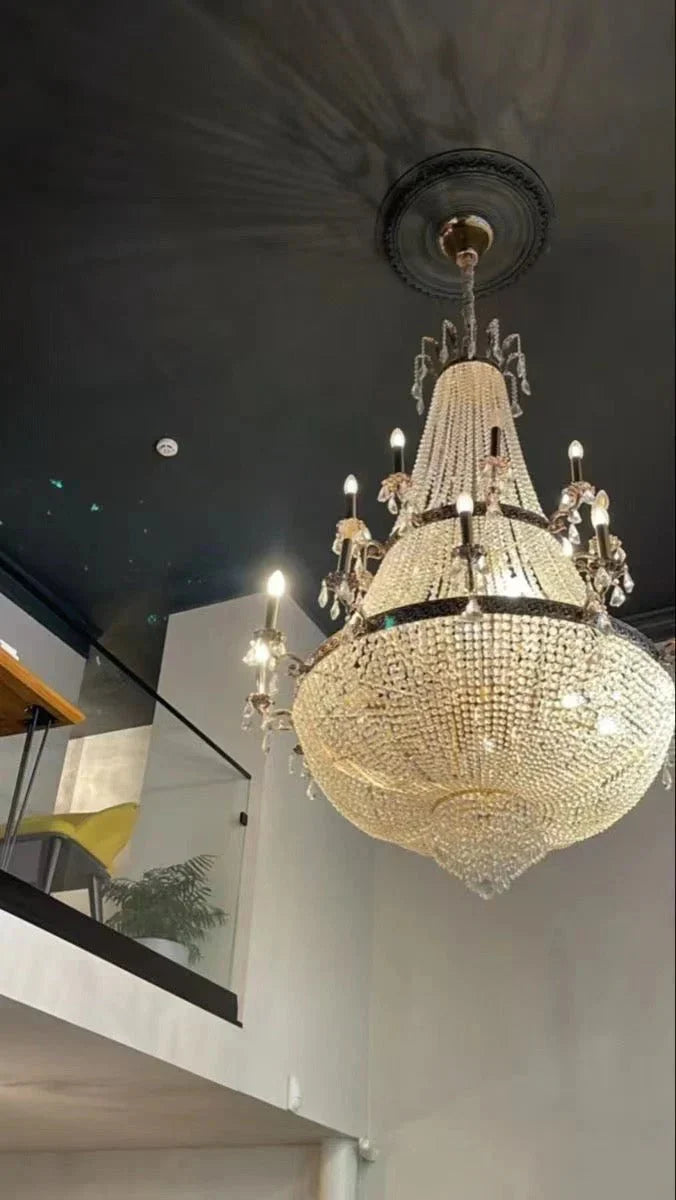 Oversized Luxury Double - layers Golden French Style Crystal Chandelier for Living/Dinning Room/Foyer/Hallway/Staircase - D: 43.3"*H: 47.2"Warm Lightcasivra