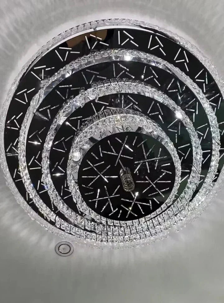 Oversized Modern Creative Flush Mount Round Multi-layers Crystal Pendant Chandelier for Living/Dining Room/Hallway-casivra-casivra