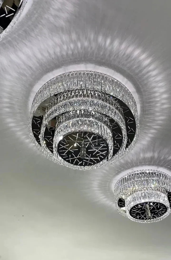 Oversized Modern Creative Flush Mount Round Multi-layers Crystal Pendant Chandelier for Living/Dining Room/Hallway-casivra-casivra