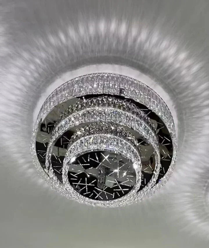 Oversized Modern Creative Flush Mount Round Multi-layers Crystal Pendant Chandelier for Living/Dining Room/Hallway-casivra-3Layers: D31.5"*H15.7"/31kg-Warm Light-casivra