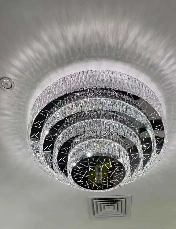 Oversized Modern Creative Flush Mount Round Multi-layers Crystal Pendant Chandelier for Living/Dining Room/Hallway-casivra-4Layers: D47.2"*H15.7"/35 Lights/53.8kg-Warm Light-casivra