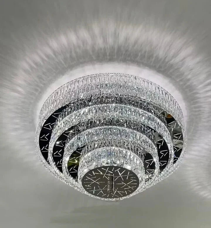 Oversized Modern Creative Flush Mount Round Multi-layers Crystal Pendant Chandelier for Living/Dining Room/Hallway-casivra-casivra