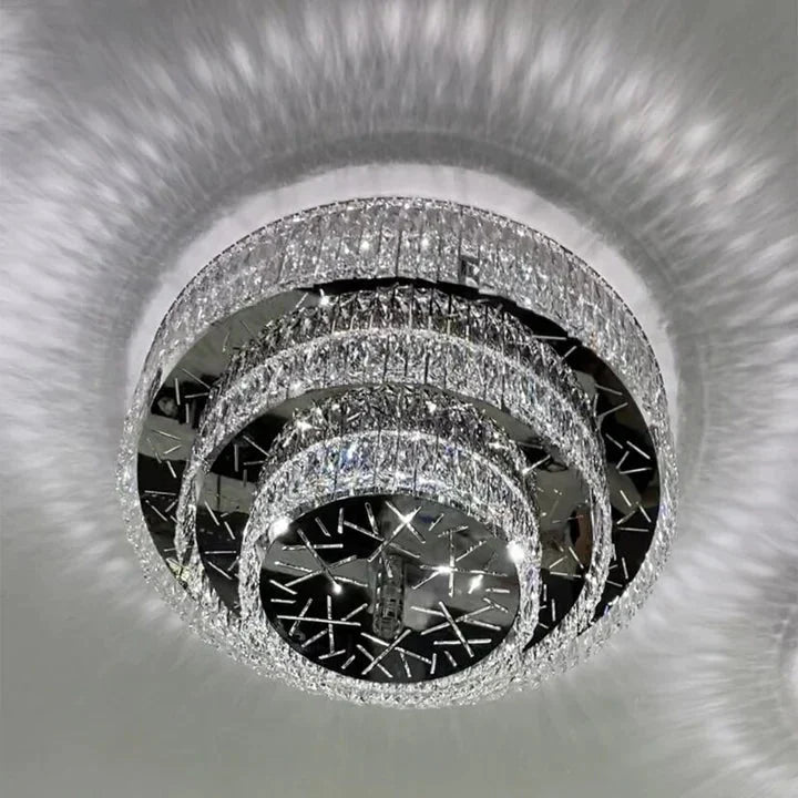 Oversized Modern Creative Flush Mount Round Multi-layers Crystal Pendant Chandelier for Living/Dining Room/Hallway-casivra-3Layers: D39.4"*H15.7"/33 Lights/42.3kg-Warm Light-casivra