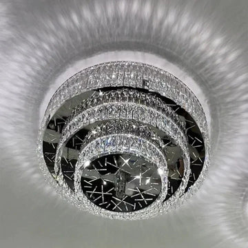 Oversized Modern Creative Flush Mount Round Multi-layers Crystal Pendant Chandelier for Living/Dining Room/Hallway-casivra-3Layers: D39.4"*H15.7"/33 Lights/42.3kg-Warm Light-casivra