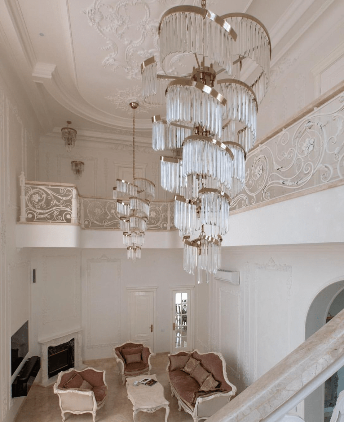 Oversized Modern Designer Creative Multi - tiered Luxury Spiral Crystal Chandelier For High - ceiling Foyer/Entryway/Hallway - D31.5"*H70.9"casivra