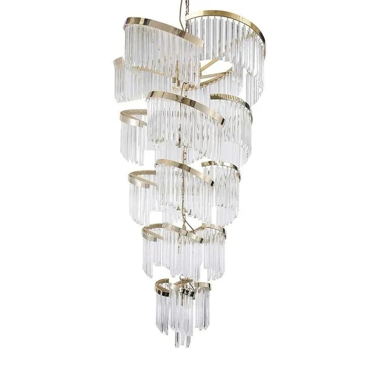 Oversized Modern Designer Creative Multi - tiered Luxury Spiral Crystal Chandelier For High - ceiling Foyer/Entryway/Hallway - D31.5"*H70.9"casivra