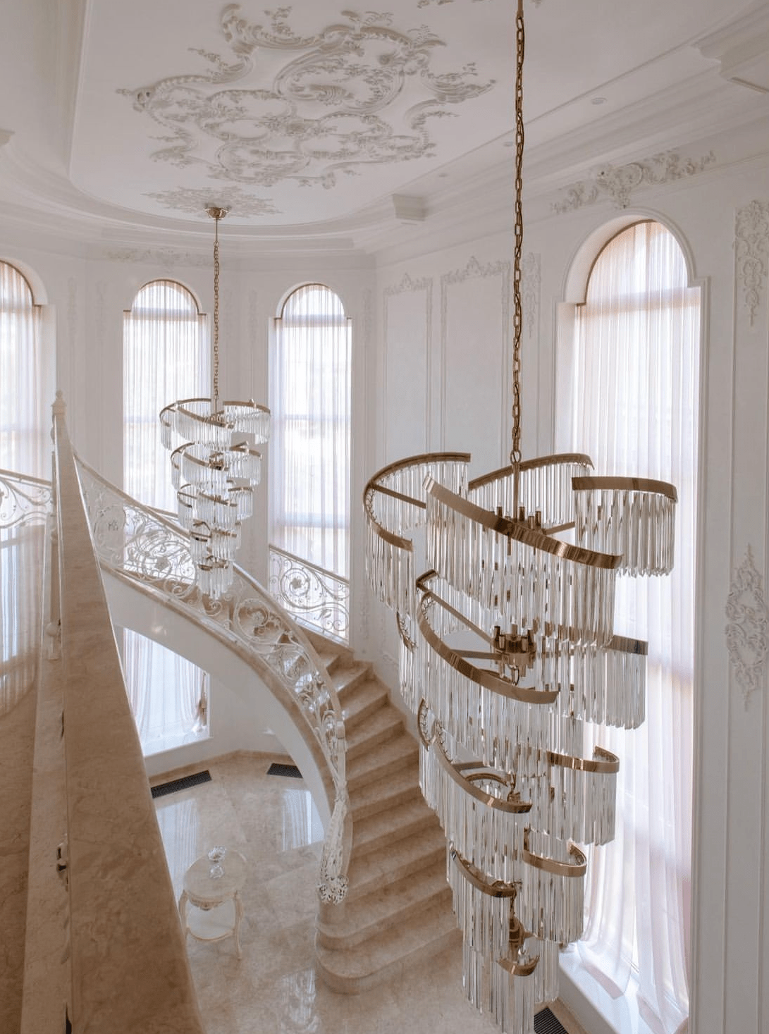 Oversized Modern Designer Creative Multi - tiered Luxury Spiral Crystal Chandelier For High - ceiling Foyer/Entryway/Hallway - D31.5"*H70.9"casivra