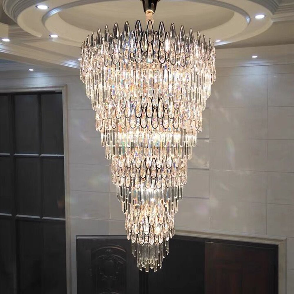Oversized Multi - layers Luxury Creative Art Crystal Chandelier for Foyer/Staircase/Hallway - 4 Layers:D31.5"*H51.2"casivra