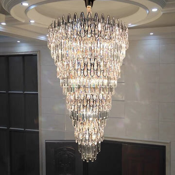Oversized Multi - layers Luxury Creative Art Crystal Chandelier for Foyer/Staircase/Hallway - 4 Layers:D31.5"*H51.2"casivra