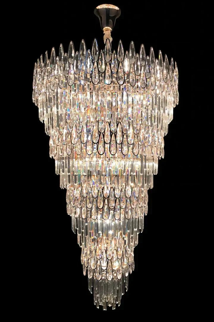 Oversized Multi - layers Luxury Creative Art Crystal Chandelier for Foyer/Staircase/Hallway - 4 Layers:D31.5"*H51.2"casivra