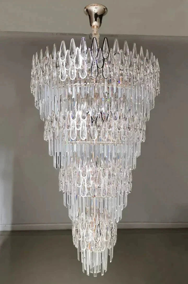 Oversized Multi - layers Luxury Creative Art Crystal Chandelier for Foyer/Staircase/Hallway - 4 Layers:D31.5"*H51.2"casivra