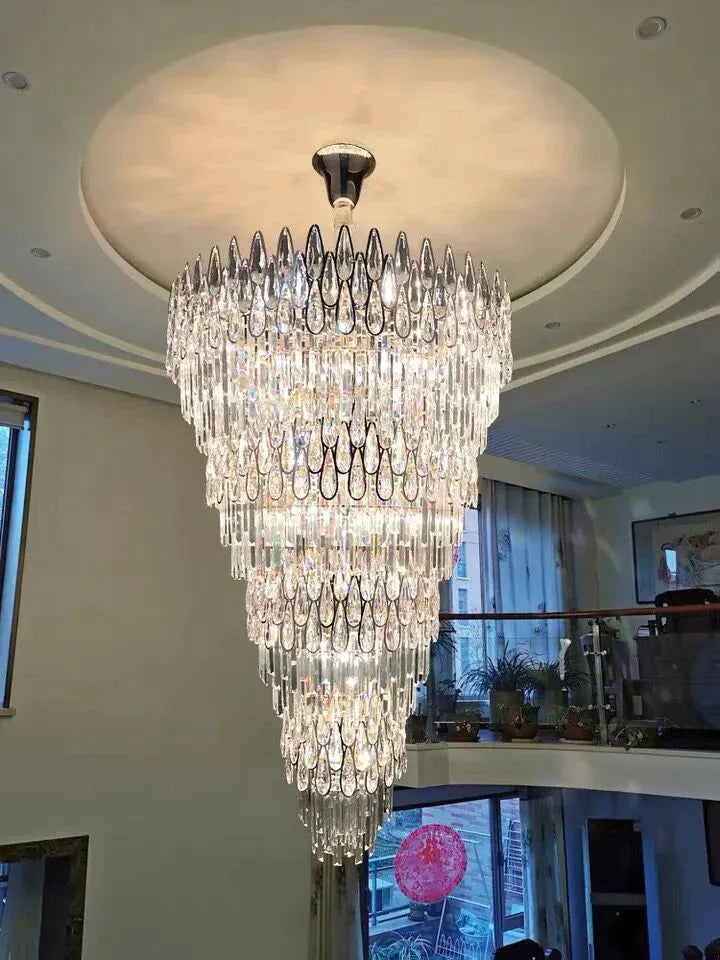 Oversized Multi - layers Luxury Creative Art Crystal Chandelier for Foyer/Staircase/Hallway - 4 Layers:D31.5"*H51.2"casivra