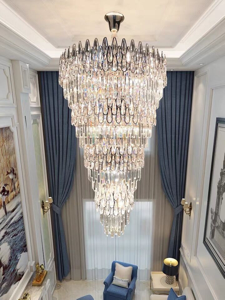 Oversized Multi - layers Luxury Creative Art Crystal Chandelier for Foyer/Staircase/Hallway - 4 Layers:D31.5"*H51.2"casivra