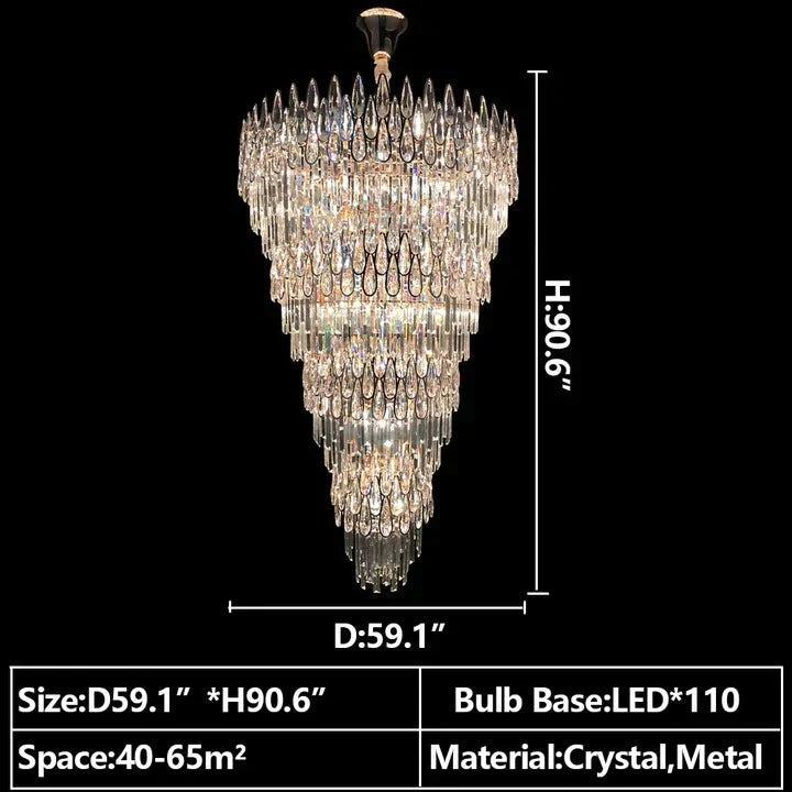 Oversized Multi - layers Luxury Creative Art Crystal Chandelier for Foyer/Staircase/Hallway - 4 Layers:D31.5"*H51.2"casivra