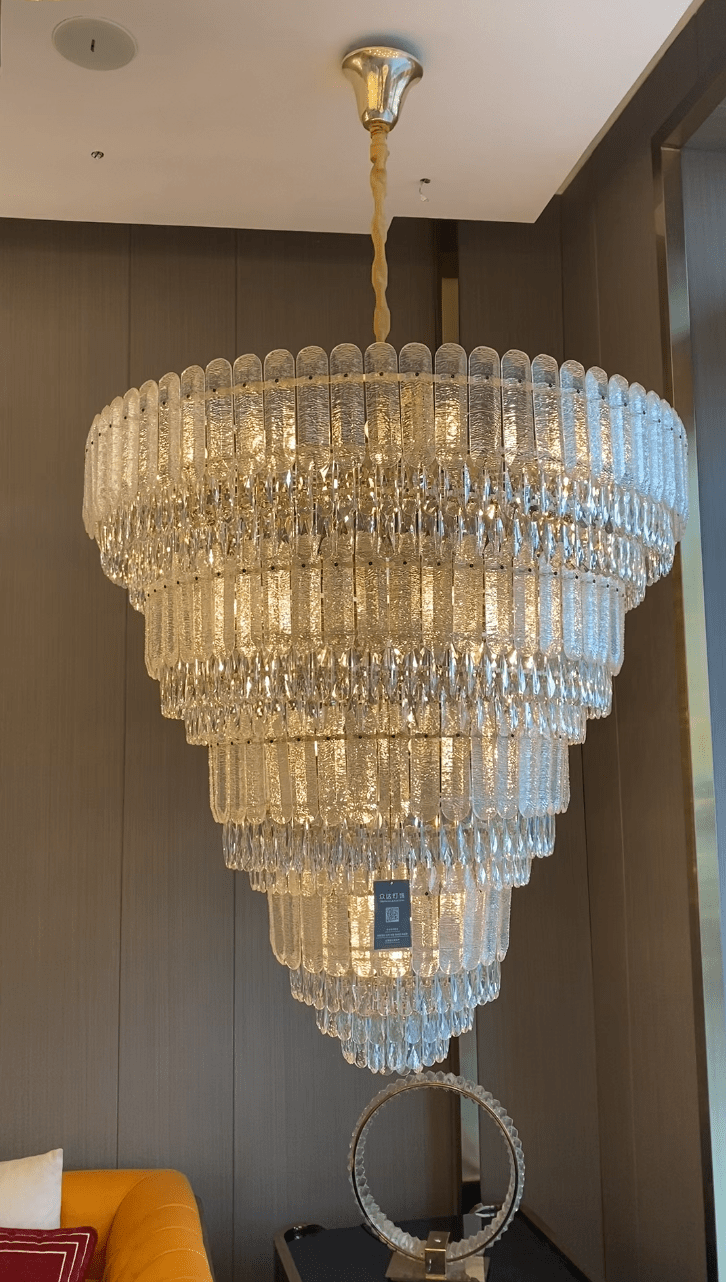 Oversized Multi - layers Luxury Gold Crystal Chandelier For Large Foyer/Hallway/Entryway - D39.4"*H59.1"/86kgWarm Lightcasivra