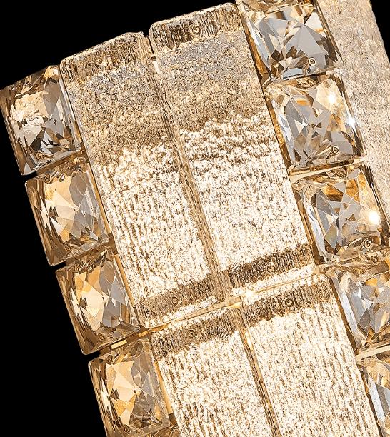 Oversized Multi - layers Luxury Gold Crystal Chandelier For Large Foyer/Hallway/Entryway - Wall Light/W3.94"*D3.94"*H15.75"Warm Lightcasivra