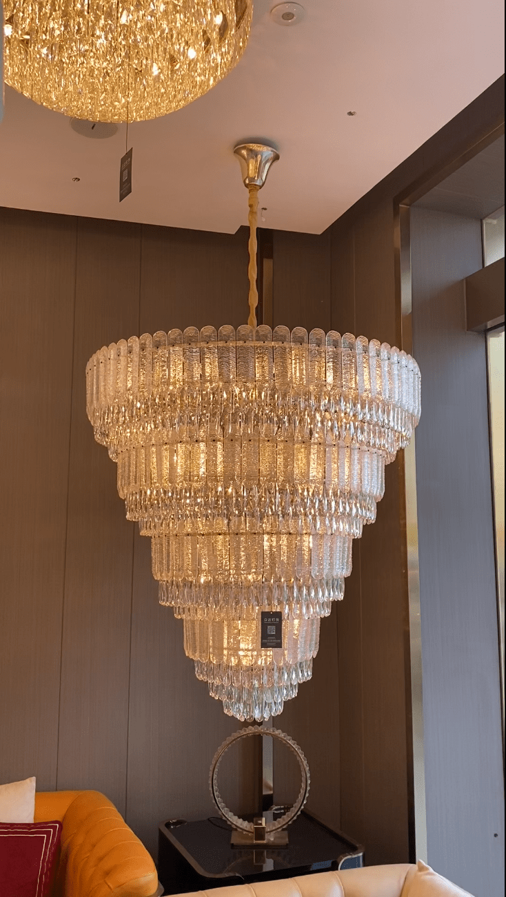 Oversized Multi - layers Luxury Gold Crystal Chandelier For Large Foyer/Hallway/Entryway - D39.4"*H59.1"/86kgWarm Lightcasivra