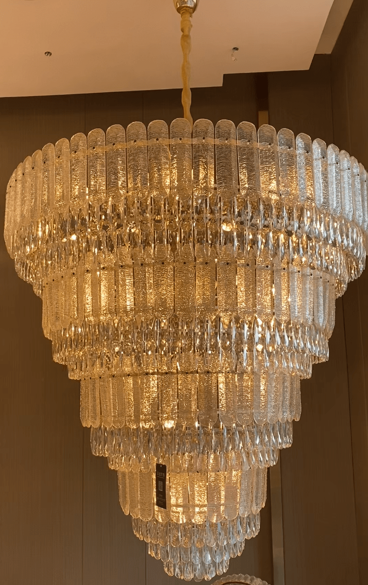Oversized Multi - layers Luxury Gold Crystal Chandelier For Large Foyer/Hallway/Entryway - D39.4"*H59.1"/86kgWarm Lightcasivra